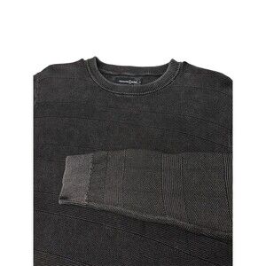 Treasure Bond Crewneck Sweater Men's Medium Textured Stripe Cotton Knit Preppy